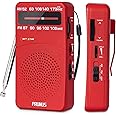 J-166 Portable Radio Battery Operated, AM FM Radio Pocket, Small Radio Transistor with Tuning Light, Back Clip, Excellent Reception for Outdoor & Indoor & Emergencies by PRUNUS