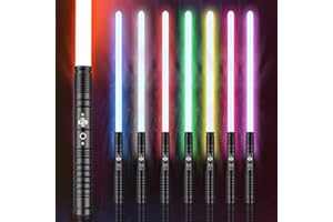 Wisbecost Sabre Laser RGB Duel Lightsaber 7 Couleurs 1 Soundfonts de Combat Simulés, Noël Halloween Cadeaux pour Enfants Adultes Cosplay Party (77cm Darth-Noir)