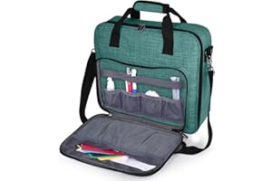 BAGLHER Embroidery Bag Organizer, Multiple Pockets for Embroidery Kit and Cross Stitch Supplies, Cross Stitch Travel Bag with Handles and Shoulder Strap (Green)