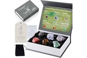 Faivykyd Capricorn Birthday Crystals for Healing, Natural Spiritual Crystals with Horoscope Box, Zodiac Birthstone Crystal Set, Healing Crystal Gifts for Women Men Friends Beginners