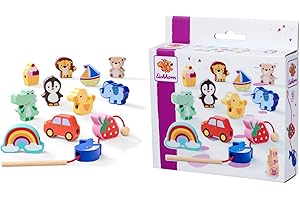 Eichhorn Giochi - Gioco a Filo con 13 Diverse Forme da infilare, Turno di abilità motorie per lezioni di Gioco Creative, in Legno di Betulla dai 3 Anni in su