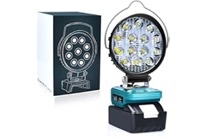 Edtran Lampada a batteria per Makita da 18 V, 48 W, senza fili, con batteria di tipo C e ricarica USB (senza batteria), MTYD4I14