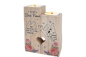 MONKRICT Gifts for Friends, Wooden Heart Shaped Candle Holder, Warm Wooden Candle Holder for Best friends, Colored Print, for Friends/Men/Women, Christmas, Anniversary, Birthday