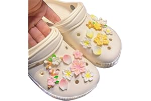 RAINWAY Lot de 16 Breloques pour Chaussures, Breloques Crocs en Forme de Fleur de Pêcher, Sakura Accessoires pour Chaussure, Décoration de Chaussures à Faire Soi-même pour Filles et Femmes