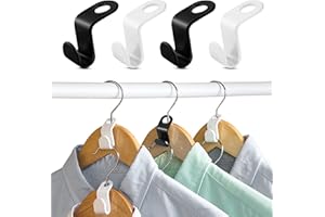 DREAMARK Wieszaki na ubrania, oszczędzające miejsce, 60 sztuk, haki łączące, do szafy na ubrania, organizer na krawaty, zapewnia więcej miejsca i porządek w szafie (czarno-biały)