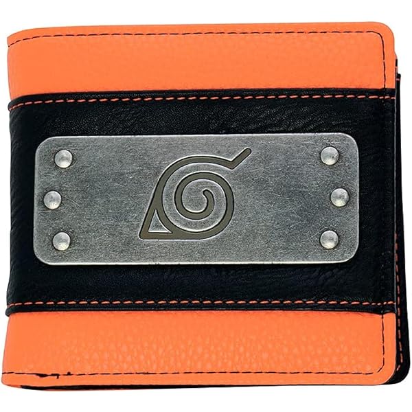 Shinobi Ninja Akatsuki Team Cloud Divisa Distintivo in Metallo Emblema Portafoglio/Portamonete Bi-Fold per ID & Porta Carte, Nero