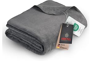 ‎IBENA Ibena Malaga Bio Wolldecke 150x200 cm – 100% Baumwolle, Made in Germany, Baumwolldecke dunkelgrau