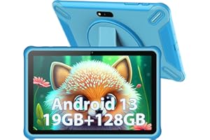 YOTOPT Tablet per bambini 10 pollici, Tablet in offerta Android 13, 19GB RAM 128GB ROM (SD espandibile), controllo genitori, schermo IPS, 6580mAh, WiFi, Bluetooth, Tablet educativo (blu)