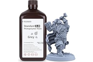 ELEGOO Standard 3D Printer Resin 2.0, Photopolymer 405nm UV Curing Resin for LCD/DLP 3D Printing Grey 2KG