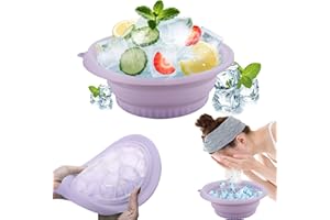 Shiawase Face Ice Bath Bowl, Foldable Silicone WashBasin, Quick Cooling Wash Basin, Portable Washing Basin, Built In Ice Tray Feature, für Schwellungserleichterung, lindern Haut (Lila-Pink)