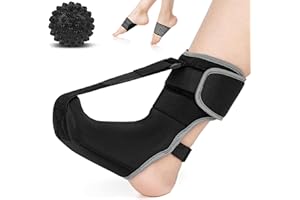 YISAILU Plantarfasziitis Nachtschiene, Fersensporn Bandage, Fußbandage mit Massageball und Lichtbogenpads, Weiche Stretching Plantarfasziitis Socke zur Fußstütze Linderung von Fußschmerzen,Schwarz, M
