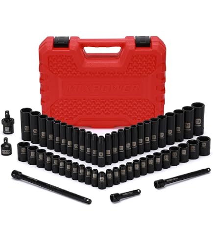 AOBEN Steckschlüsselsatz 49-teilig – 3/8 Zoll Antrieb, SAE & Metrisch (5/16–3/4, 8–22mm), Inkl. Adapter & Verlängerungen