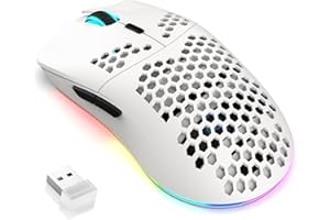 CROSS ZEBRA T66 PC Gaming Mouse, BT/2.4G Wireless/Wired, Lightweight Honeycomb Shell, Macro Program, Cool RGB Light, 650mAh Large Battery, 3600 DPI, for PC Gamer -White