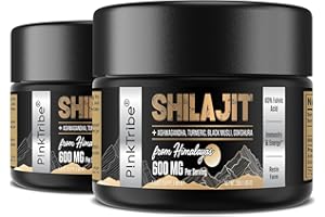 P!NKTRIBE Shilajit Resin Gold Standard Shilajit - 600mg Himalayan Shilajit Blend with Ayurvedic Herbal Extracts, High Levels of Fulvic Acid, Supports Energy and Performance, 30 g (Pack of 2)