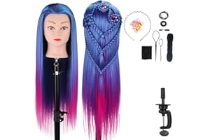 MYSWEETY 26" 100% Capelli Sintetici Testa per Parrucchieri Testina Parrucchiere Testa Studio Parrucchiere Manichino Cosmetologia Formazione Pratica Modello Capelli con Morsetto+ Accessori per Capelli