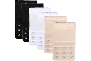 DUXMUZZ Women’s Bra Extender,Elastic Extensions Bra Strap Extender Set 3 Rows x 3 Hooks and 3 Rows x 2 Hooks,6 Piece