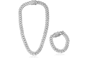 BHGT Collana Catena Braccialetto con Strass Hip Hop Regalo Uomo Donna