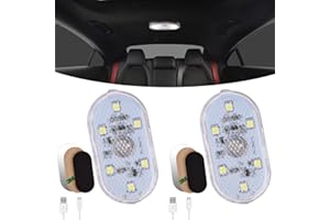 URAQT Luce Notturna LED per Auto, 2 Pezzi Luci Abitacolo Auto con 6 LEDs, Luce LED del Sensore con Interruttore Tattile, Ricaricabile Tramite USB per Autos, Casa, Ufficio