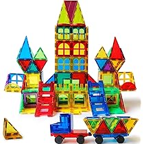 Playmags 100 3D Magnetic Building Blocks For Kids - Leather Shapes, Colors And Alphabets - STEM Strong Magnetic Toys - Magnetic Building Blocks - Colorful And Durable Magnetic Tiles