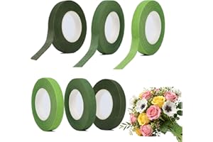 xinxinlovee Floristenband, 6 Stück Floristenkrepp, Blumenband in Grün für Blumenarrangements und Floristik, 27m pro Rolle, 162m Gesamt