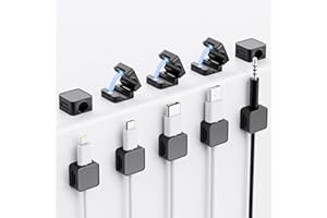 LAKERONELOVE [10 Stück] Kabelhalter Kabelclips, Kabel Organizer - [Einhand-Bedienung] Feder Kabelklemmen Selbstklebend, Kabelorganizer für Schreibtisch/Wand, Kabelmanagement für Netzkabel, HDMI, Ladekabel