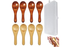 ZFKXGS 8PCS Petite Cuillère en Bois de Cuisine 9.5x3.3cm Cuillère à Café en Bois Cuillère à Miel Cuillères à épices Mini CuillèRes à Sel de Bain pour Crème Glacée Condiments Thé Assaisonnement Gâteau