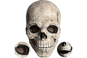MIIDD Máscara de esqueleto de Halloween para hombre, calavera adulta, esqueleto de cráneo, máscara de terror con mandíbula móvil, decoración de Halloween, máscara de esqueleto