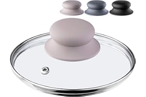 KADAX Tapa de cristal con mango de silicona, resistente al calor, para cacerolas, diámetro de 14 a 30 cm, tapa con orificio para vapor, tapa universal en diferentes tamaños (18 cm), color beige