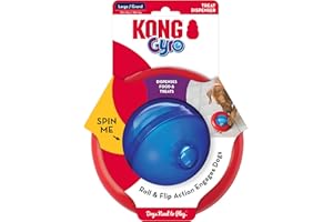 KONG Gyro - Jouet Interactif pour Chien avec Distributeur De Friandises - Nourrisseur Lent pour Une Alimentation Saine - pour Chiens Moyens/Grands
