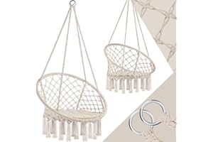 tectake® Fauteuil Suspendu Relax Design Intérieur & extérieur, Fauteuil Relax, Fauteuil de Lecture Cocooning 1 Place, Coussin Chaise XXL Moelleux Inclus Decoration Salon cocooning Chaise balancoire