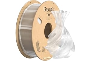 GratKit Filamento PETG per Stampante 3D 1 kg, 1,75 mm, -0,03 mm, Trasparente