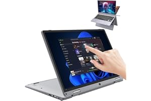 OUZRS Ordenador Portátil 16GB RAM, 256GB SSD, PC Portátil Win 11 Pro Celeron 2.8Ghz, Notebook 12 Pulgadas Touchscreen, 1366x800 IPS/HD, 2.4G/5G WiFi, Mini HDMI, 4500mAh, BT 5.0, Laptop con Ratón (Plata)