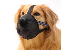 TEXLINEY Maulkorb für Große Hunde, Hundemaulkörbe mit Klettverschluss, Atmungsaktive Hunde Maulkorb, Haustiermaske Hundemaulkorb mit Reflektierendem & Verstellbarem Riemen(L)