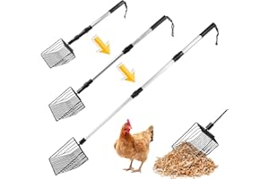 mumisuto Pelle Litiere Chat Metal, 58cm -106cm Pelle à Litière à Long Manche Ajustable, Pelle Profonde pour Tamisage Rapide, pour Nettoyer Les Bacs à Litière pour Chats