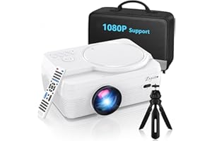 ‎DXYIITOO Neuer Beamer Full HD Bluetooth Projector Built-in DVD Player, Tragbare Mini DVD Beamer 250 Zoll Heimkino, 4K-Unterstützung, 12000LM 1080P, Kompatibel mit iOS/Android/TV-Stick/PS4/HDMI (201)