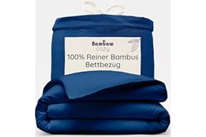 ‎BAMBAW Bambaw Bambus Deckenbezug 135x200 cm, Anti Milben Bettbezug, kuschelige Bettwäsche aus 100% Bambusfasern, kühlende und atmungsaktive Bettwäsche (Marineblau)