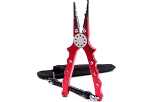 CRAZY SHARK Professional Saltwater/Freshwater Fishing Pliers Hook Remover Fishing Line Cutters with Sheath and Lanyard
