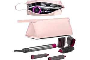 DXIA Borsa da Viaggio in Pelle PU Portatile Custodia per Dyson Airwrap, Supersonic Hair Dryer, Borsa Impermeabile per Asciugacapelli, Borsa da Viaggio Antipolvere, Custodia da Viaggio (Rosa)