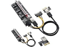 MZHOU PCIe Riser,V009-Plus PCIE Riser 1X bis 16X Adapter,für Aleo 3.0 Ethereum ETH Bitcoin Mining Geräte, Digitale Cryptocurrency Mining Rig (2 Stück)