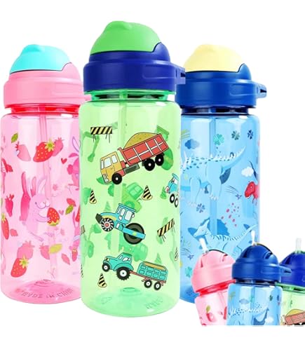 Borraccia Bambini 450ml Puckator Con Cannuccia - Design Arcobaleno, Senza BPA, Ideale Per Scuola E Sport - Foto 4