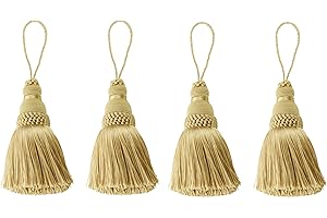 3EYES Fenghuangwu Colorful Tassel Key Tassel DIY Accessories for Curtain and Home Decoration 4 Packs (Gold)