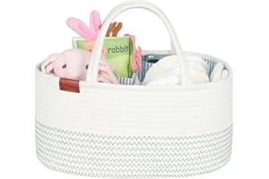 Febzoce Baby Nappy Caddy Organiser, Diaper Changing Bag Newborn Shower Gift Basket 38 x 26 x 18 cm, Black Line