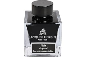 Jacques Herbin 13109JT - Flacon d'encre 50 ml pour stylo-plumes et stylos roller, Noir abyssal. Fabriqué en France