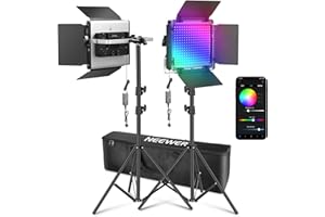 NEEWER Upgraded 660 PRO II RGB LED Video Light with App Control & Tripod Stand Kit, 2 Pack 50W/1% Min Dimming/CRI97+/3200~5600K Key Lighting for Game Streaming YouTube Recording Studio Photography