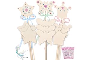 GZXUEHU Set di 12 Bacchette Magiche,Bacchetta da Principessa,Pittura Artigianato in Legno,fai da te in Legno per Regalo di Compleanno,Natale