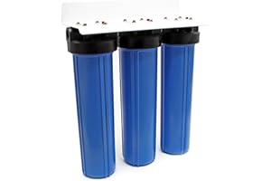 Naturewater NW-BRL03 3 Stufen Wasserfilter, 5 µ, 32,89 mm (1"), Ø113 mm PP Kartusche, Filter Wandhalterung, Filterschlüssel, Sedimentfilter Aktivkohleblock Aktivkohlegranulat