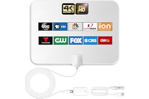 RUPA DVB T2 HDTV Antenna Für TV Zimmerantenne Mit Verstärker Signal Booster 4K 1080P Ultra HD Digital Antenna Indoor Für Stärkerer Empfang TV Signale Freie Kanäle - Weiß