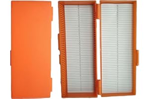 MUHWA 50-Place Microscope Glass Slide Box (Orange)