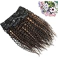 Urbeauty 4/30 Curly 10 Inch 3c 4a Clip in Hair Extensions for Black Women Chocolate Brown Mix Medium Auburn Curly Hair Extensions Clip Ins 10Pcs/Set Full Head 10a Grade