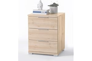 Stella Trading Universal Nachttisch in Edelbuche Optik - Moderner Nachtschrank mit drei Schubladen für Ihr Boxspringbett - 46 x 61 x 42 cm (B/H/T)